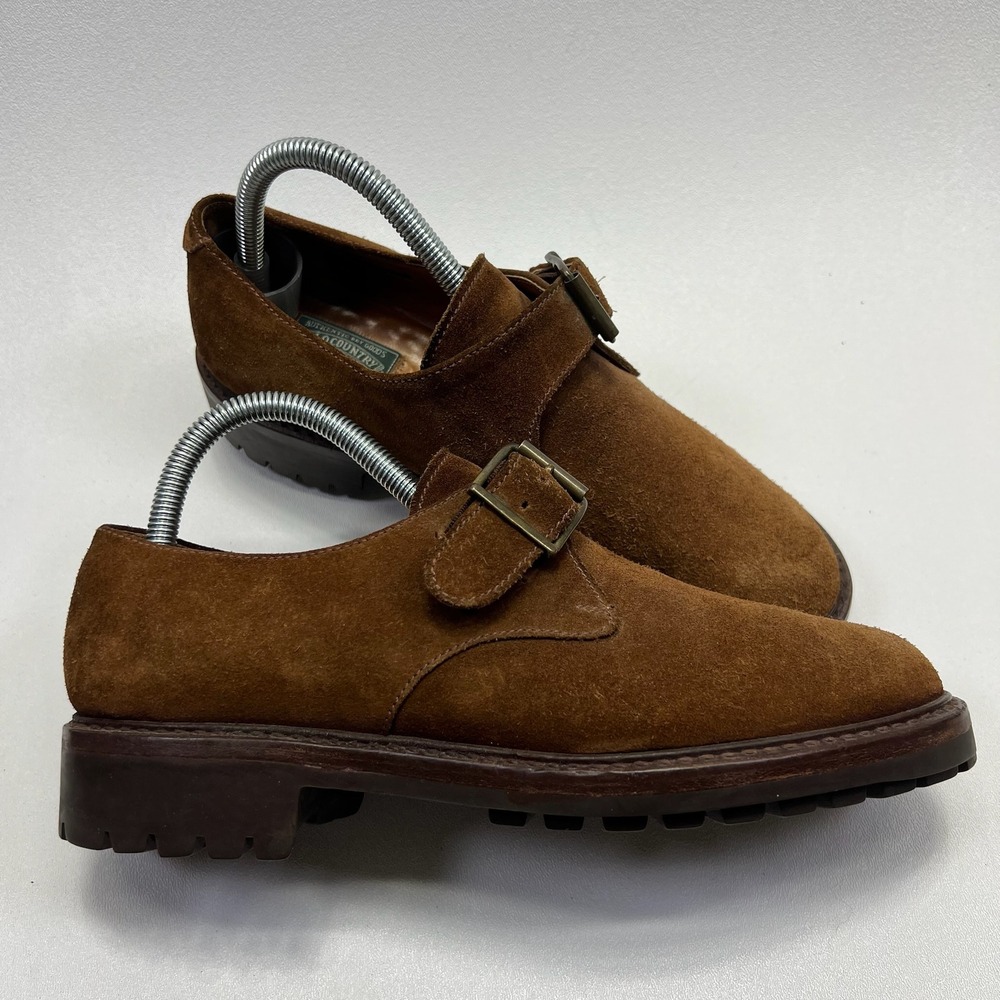 Polo Country Ralph Lauren Shoes Womens 8.5 B Brown Suede Monk Strap Lug Sole